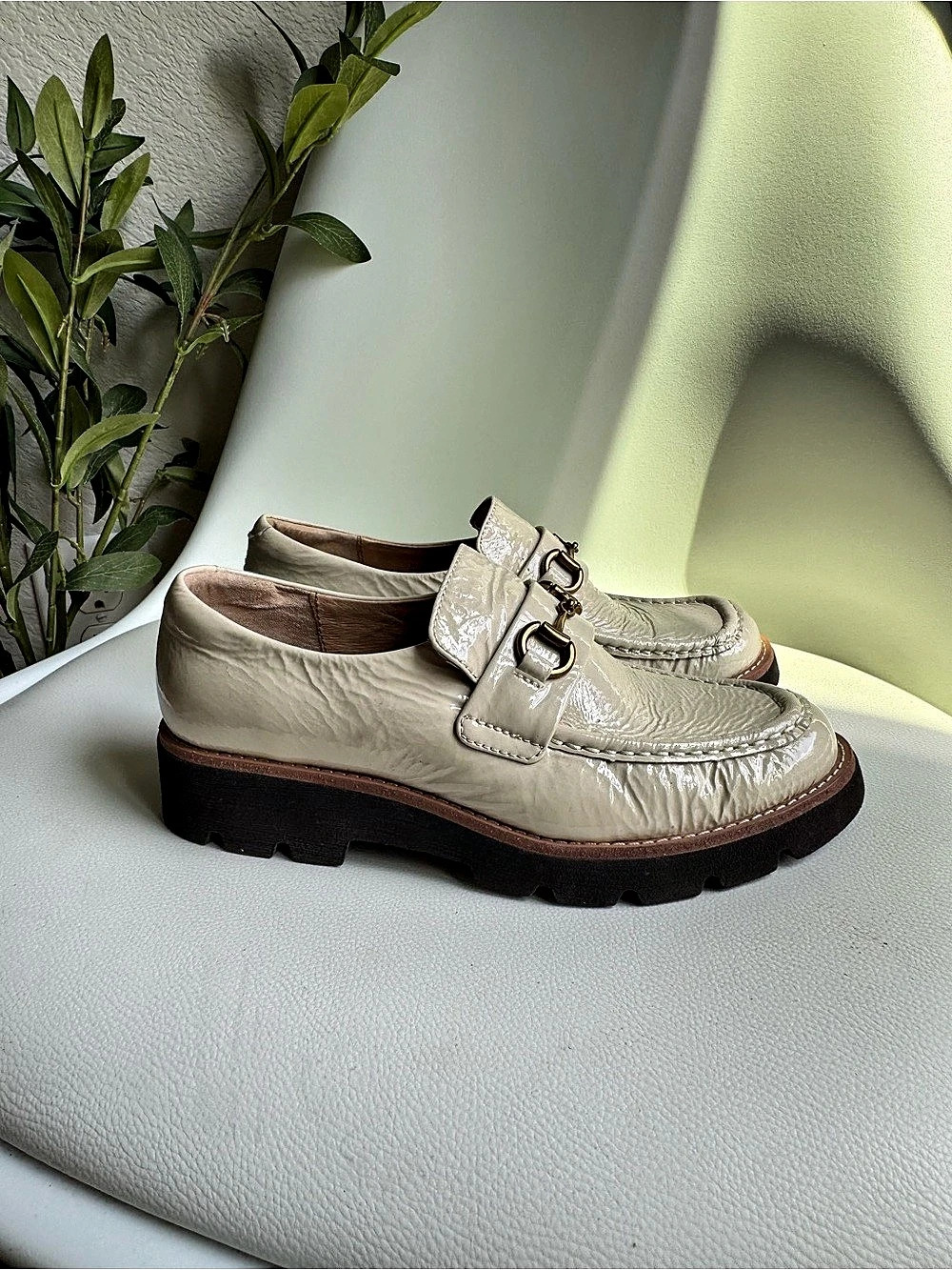 Sofft Prewitt Tapioca Ivory Horsebit Lug Loafers Size 6.5M